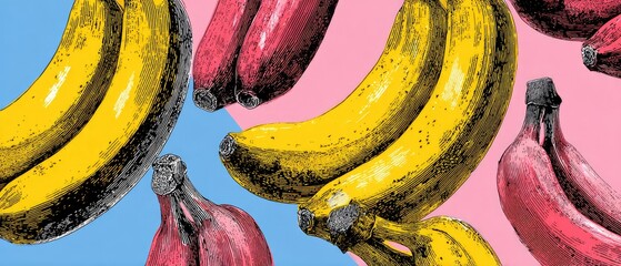 Yellow, red banana artwork