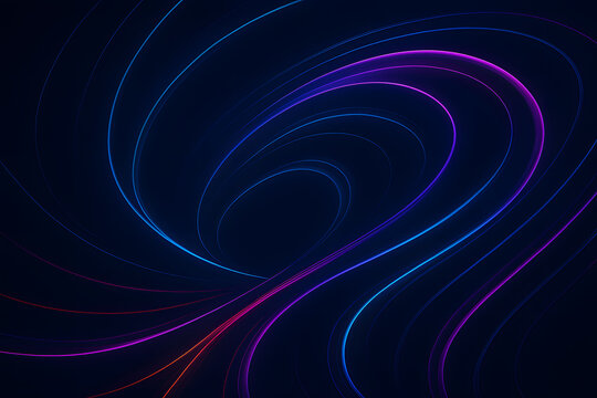 Futuristic neon swirl lines on dark background