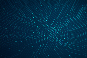 Abstract circuit board pattern in teal and navy