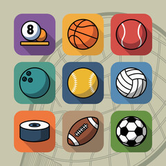An engaging set of vibrant sports icons representing various popular games, ideal for sports-related content and promoting an active lifestyle through graphic design.