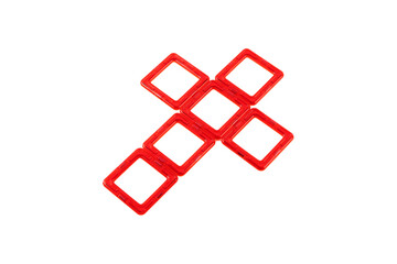 Educational magnetic construction toy step 1 – flat red frame design