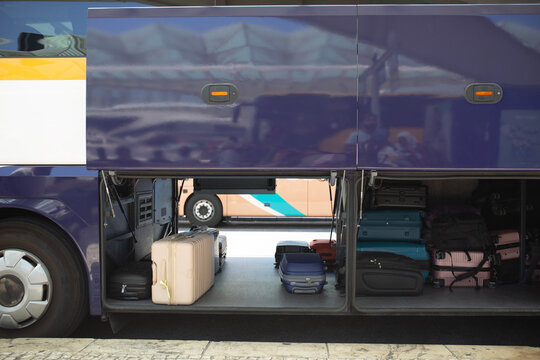 travel concept with various suitcases