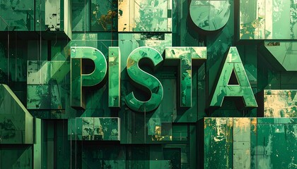 Textured green blocks with word "PISTA" in 3D style