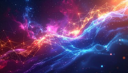 Futuristic Digital Network Mesh with Data Flow and Technology Connections