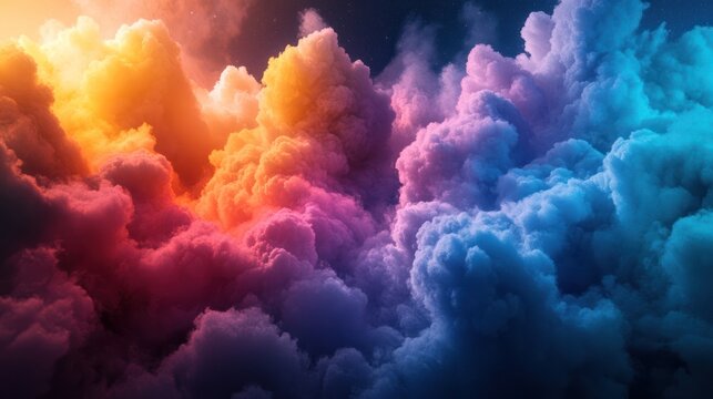 Colorful cloudscape, vibrant sunset, dynamic atmosphere, abstract art, background image, stock photo,  graphic design element