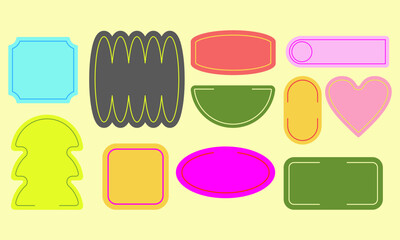 Retro sticker copy space label tag shape blank badge collection set bundle template print art editable