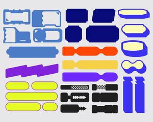 Retro emblem sticker label tag shape blank badge collection set bundle template print art editable