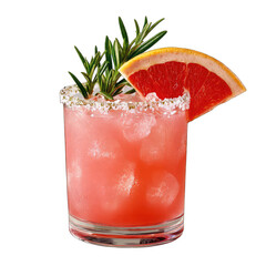 Pink cocktail with grapefruit slice & rosemary