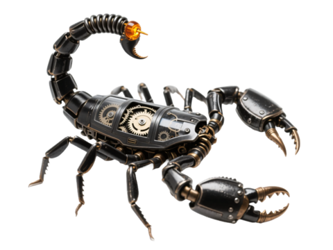 Mechanical Black Scorpion Transparent Background