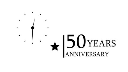50 Years Anniversary Animation 4K Golden stars and clock symbol highlight 50 years celebration text. Perfect for birthday wishes, anniversary greetings, and transparent background videos.