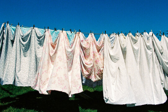 Sheets Hanging on the Line to Dry