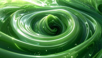 Swirling, vibrant green liquid forms a hypnotic vortex