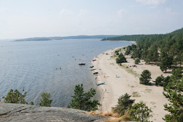 Coastal View of a Serene Beach With Recreational Activities