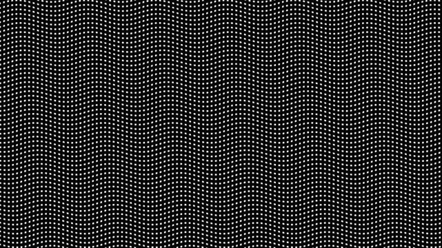 Seamless repeating pattern of small white squares forming wavy lines on a black background texture