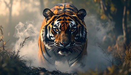 Tiger in misty forest (1)