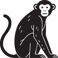 Monochrome primate mascot logo, isolated on a white background.