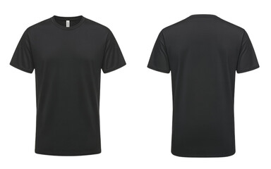 Fototapeta premium Black t shirt png, black t shirt front and back, t shirt mockup png, black tee mockup.
