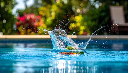 Refreshing splash in a clear pool