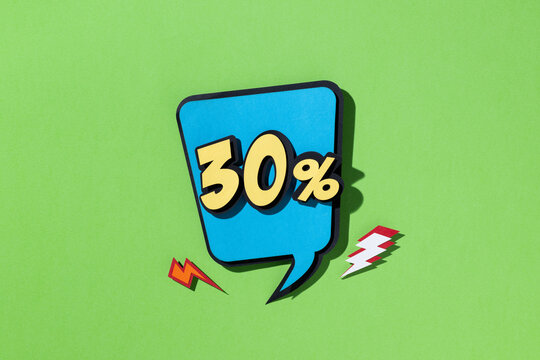 The image features a colorful 30% discount announcement