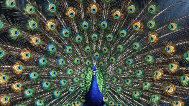 Unfolding Particle Peacock Tail Display | 4K Seamless Loop Animation for Concepts of Beauty, Luxury, Pride, and Grand Reveals