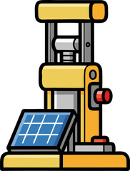 Yellow industrial machine with solar panel for sustainable energy.
