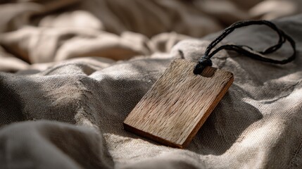 Crafting a rustic wooden tag indoor setting photography natural textures close-up artisanal design inspiration