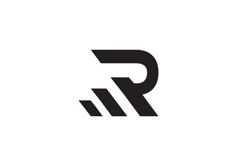 R initial symbol icon, arrow logo vector