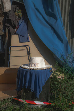 Street still life with PRIDE hat
