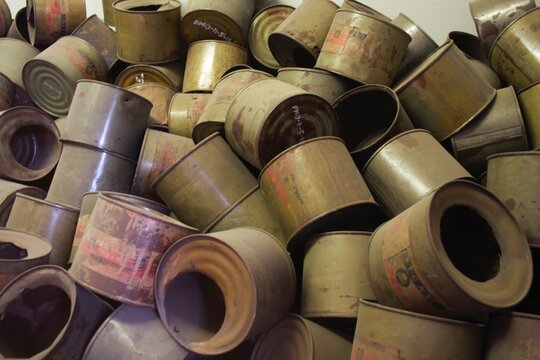 Cans of Zyklon B poison gas at Auschwitz Museum, Oswiecim, Poland, May, 2010