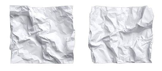 Two crumpled white sheets of paper