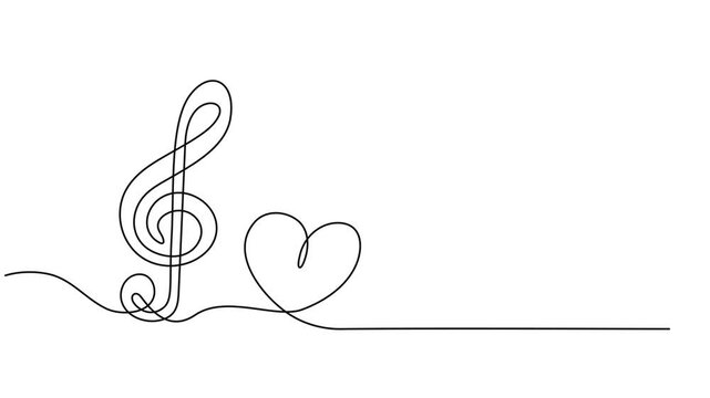 Elegant continuous line art illustrating minimalistic forms and fluid shapes. Musical Notes animation, Music note animation continuous one line drawing vector illustration. Pro vector. 4k