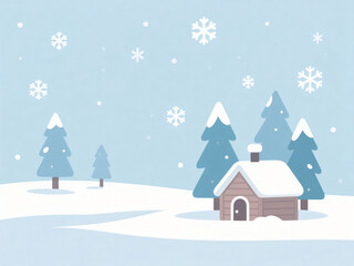Fototapeta premium Minimalist Winter Scenery Illustration