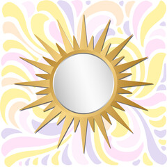Mirror, Sun Shaped, Patterned Wall