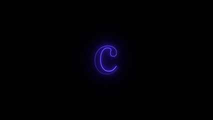Abstract glowing purple letter c illuminated against a dark black background with a cosmic nebula effect