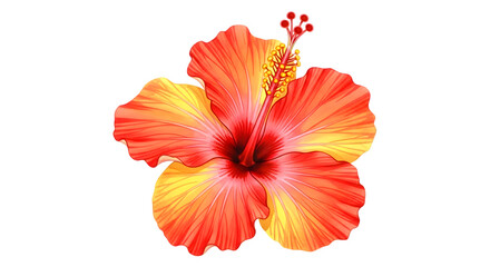 Vibrant orange and yellow hibiscus flower isolated on transparent background
