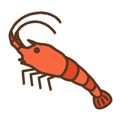 手書き風の単品アイコンイラスト　海老