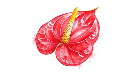 A vibrant red anthurium flower, isolated on transparent background