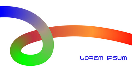 Abstract colorful ribbon swirl with gradient and lorem ipsum text