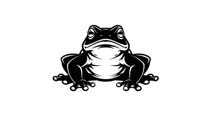Black frog illustration on white background, amphibian, wild