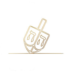 An elegant minimalist gold line art dreidel, isolated on transparent background, set against deep teal. Ideal for luxury Hanukkah branding, modern invitations, chic greeting cards,