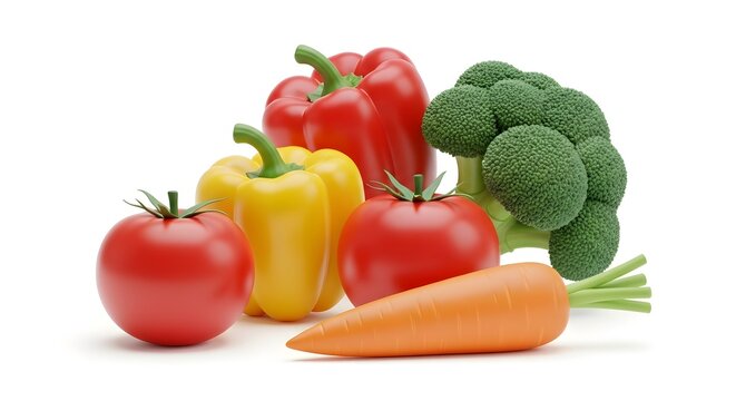 Fresh vibrant vegetables arranged on white background offer healthy eating concept for recipes, menus, nutritional guides, and dietary awareness campaigns