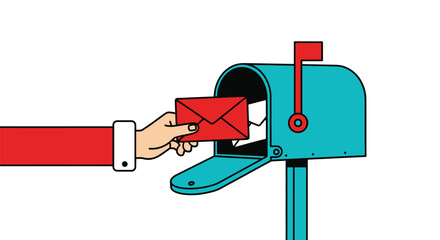 Santa claus putting christmas letter in mailbox vector illustration vector