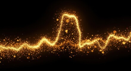 Fototapeta premium Luminous waveform of shimmering particles against a dark backdrop symbolizing connectivity