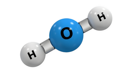 Water molecule model showcasing fundamental chemistry, perfect for science education and illustrating molecular structure in engaging learning materials