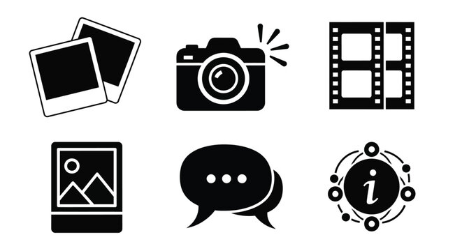 Stock photography icons camera film photo chat information vector vector