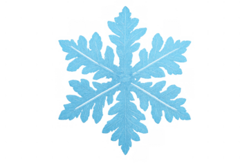 Creating a unique symmetric blue ice crystal structure as a whimsical snowflake shape, isolated on transparent background