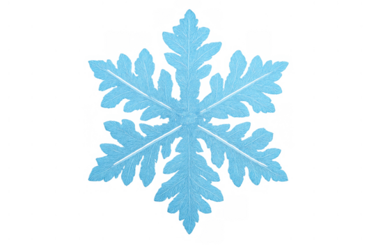 Creating a unique symmetric blue ice crystal structure as a whimsical snowflake shape, isolated on transparent background