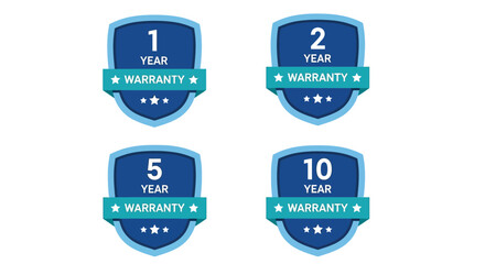 Fototapeta premium Warranty badge vector set one two five ten year guarantee assurance vector