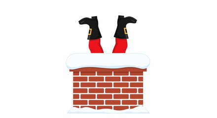 Santa's Boots Sticking Out of Brick Chimney