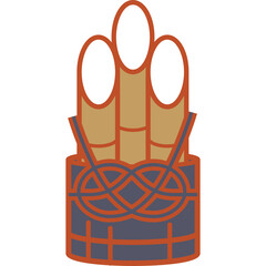 Traditional Japanese Kadomatsu decoration with bamboo stalks pine needles and plum blossoms in a decorative container for New Year celebrations isolated on white background